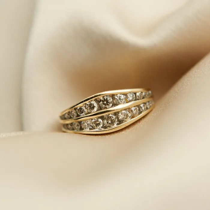 CIVAL Collective Rings 14K Natural Champagne Diamond Ring SZ 725