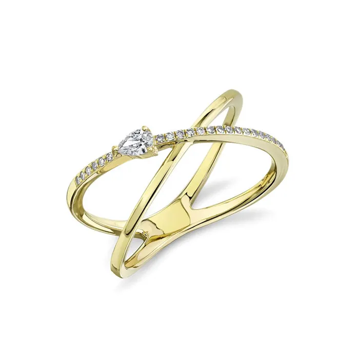 Criss Cross Pear Diamond Ring SHY CREATION Rings