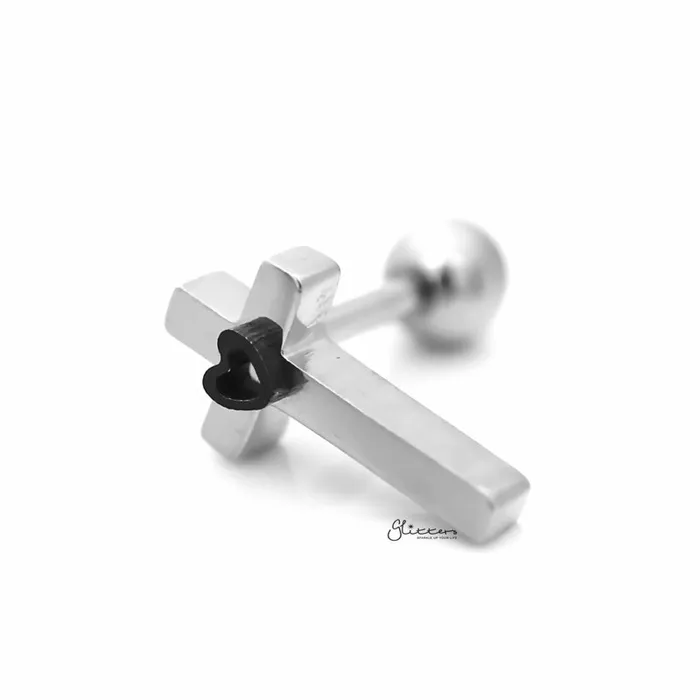 Cross with Star Centered Tragus Cartilage Earring Stud Glitters Earrings