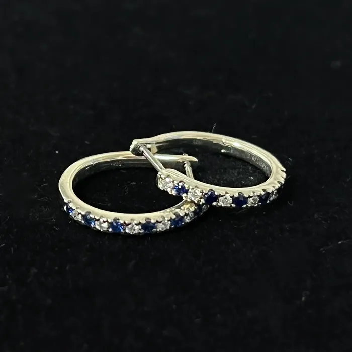 Crown Jewels Coin 299 Clearance Sapphire and Diamond Hoop Earrings Earrings