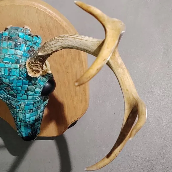 Crown Jewels Coin Rings Inlaid Turquoise Skull 8 Points Artist Unknown