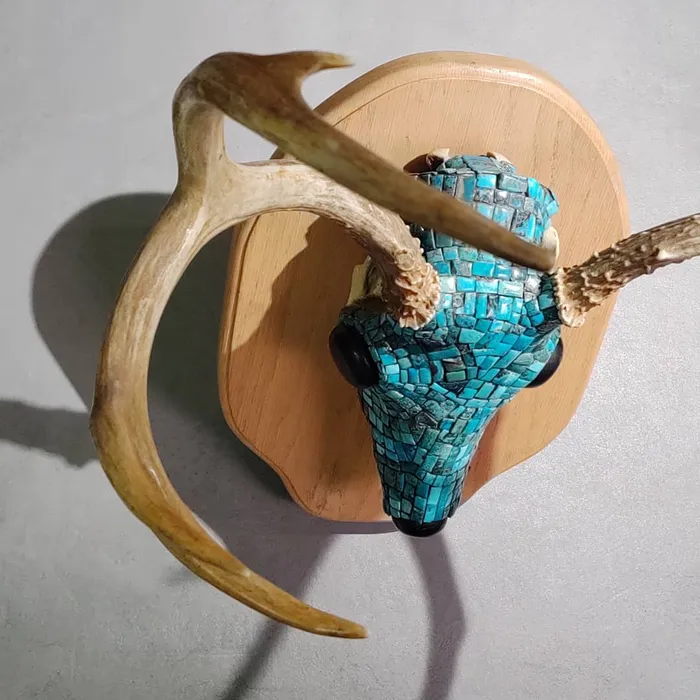 Crown Jewels Coin Rings Inlaid Turquoise Skull 8 Points Artist Unknown