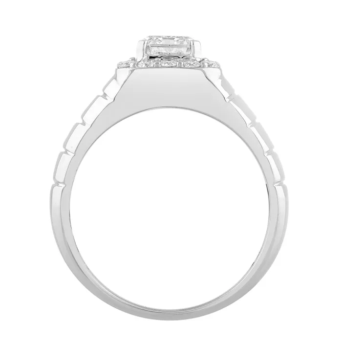 Crown Jewels Coin Rings MENS RING 2 12CT ROUNDEMERALD DIAMOND 14K WHITE GOLD Crown Jewels Coin Rings MENS RING 2 12CT ROUNDEMERALD DIAMOND 14K WHITE GOLD