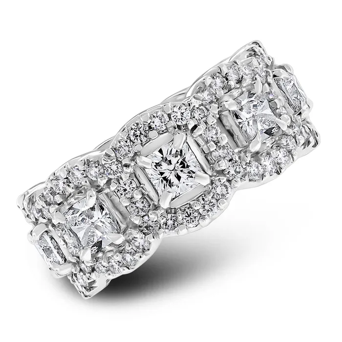 Cushion Cut Halo Eternity Band 349 ct Diamonds in White Gold Beauvince Rings Cushion Cut Halo Eternity Band 349 ct Diamonds in White Gold Beauvince Rings