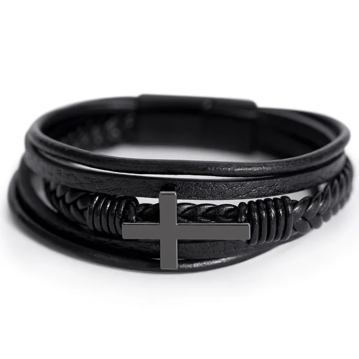 Dad Gift From Daughter A Place In Your Heart Mens Braided Leather Bracelet with Cross Christmas Gift or A Birthday Present For Him ShineOn Fulfillment Bracelets