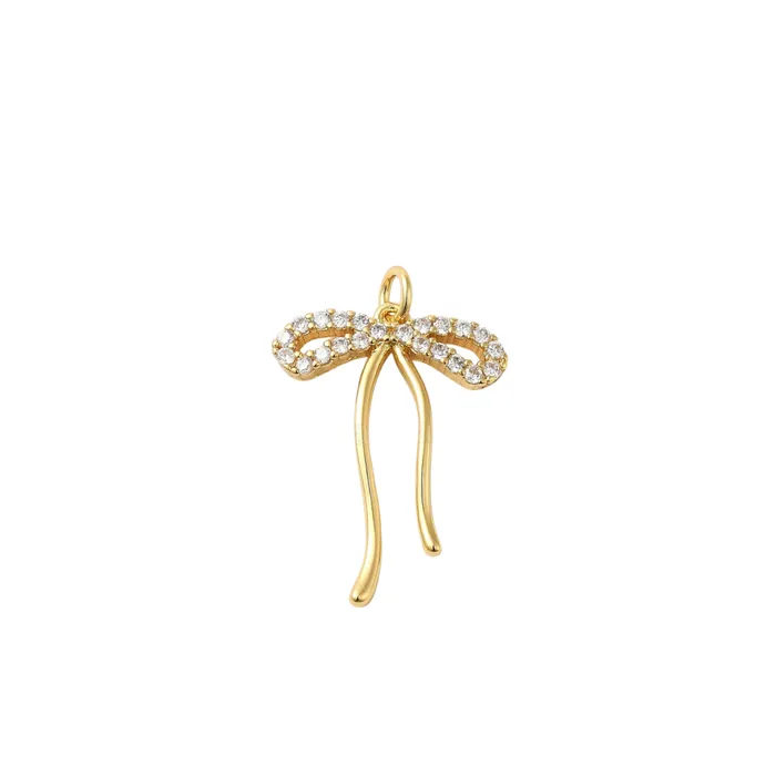 Dainty pave bow charm pau jewelry Charm Necklaces