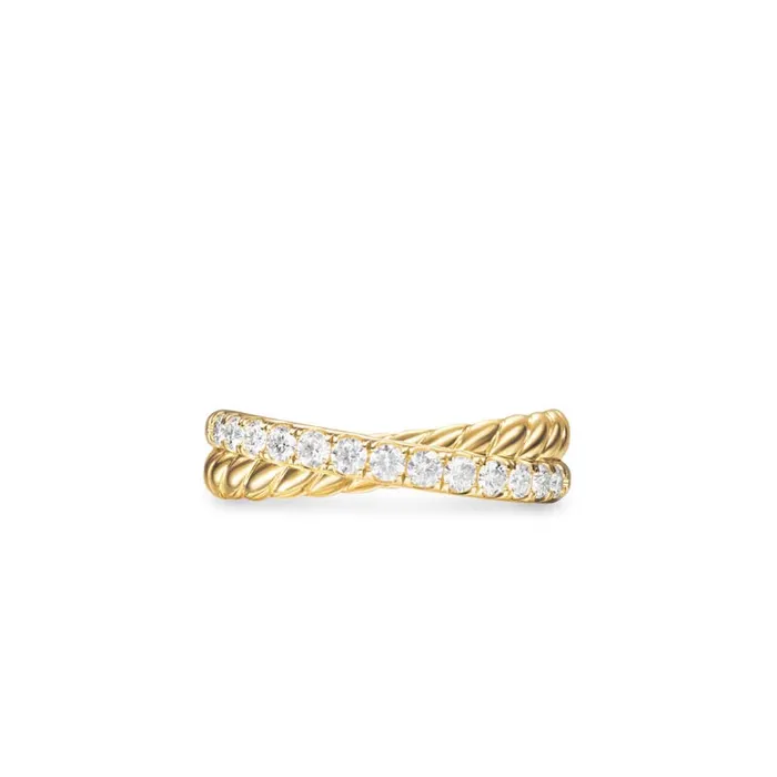 David Yurman Crossover Two Row Ring in Yellow Gold with Diamonds 5mm DAVID YURMAN INC Rings David Yurman Crossover Two Row Ring in Yellow Gold with Diamonds 5mm DAVID YURMAN INC Rings