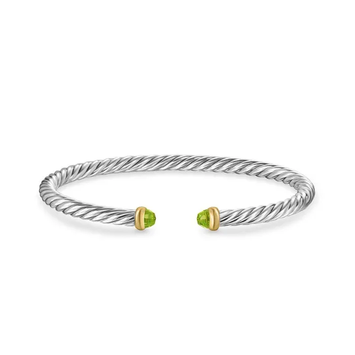DAVID YURMAN INC Bracelets David Yurman Cable Flex Bracelet with 14K Yellow Gold and Peridot 4mm DAVID YURMAN INC Bracelets David Yurman Cable Flex Bracelet with 14K Yellow Gold and Peridot 4mm