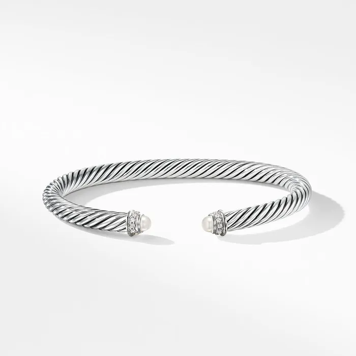 DAVID YURMAN INC Bracelets David Yurman Classic Cable Bracelet with Pearls and Diamonds 5mm DAVID YURMAN INC Bracelets David Yurman Classic Cable Bracelet with Pearls and Diamonds 5mm