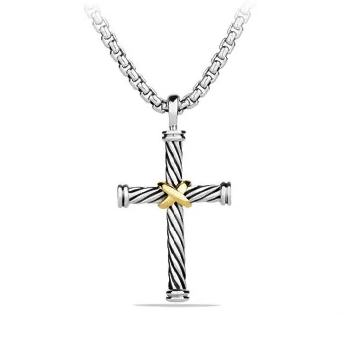 DAVID YURMAN INC Necklaces David Yurman Cable Cross Pendant in Sterling Silver with 18K Yellow Gold 35mm DAVID YURMAN INC Necklaces David Yurman Cable Cross Pendant in Sterling Silver with 18K Yellow Gold 35mm