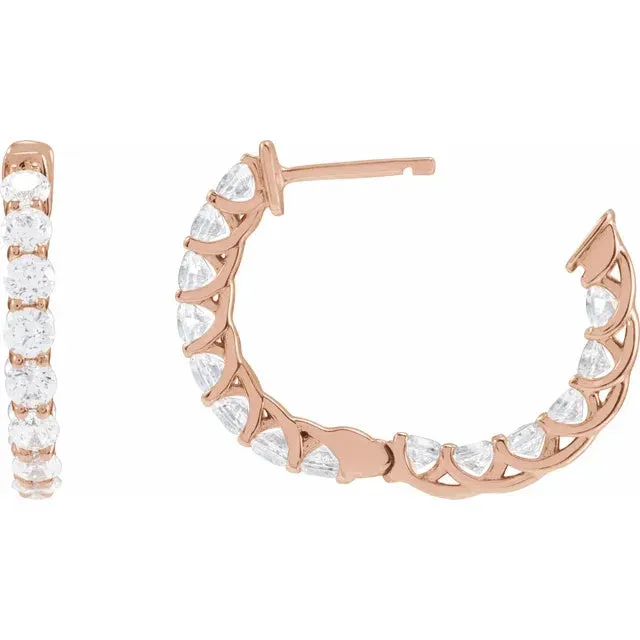 Dazzling 2 15 CTW Natural or LabGrown Diamond Inside Outside Hoop Earrings Solid 14K Yellow White Rose Gold Storyteller by Vintage Magnality Earrings