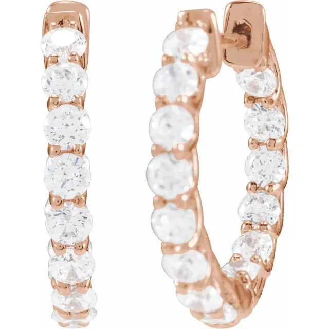 Dazzling 2 15 CTW Natural or LabGrown Diamond Inside Outside Hoop Earrings Solid 14K Yellow White Rose Gold Storyteller by Vintage Magnality Earrings