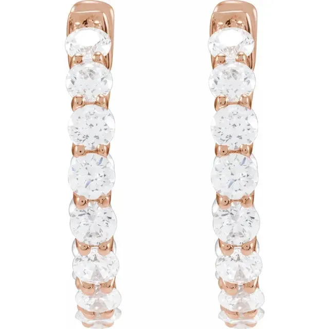Dazzling 2 15 CTW Natural or LabGrown Diamond Inside Outside Hoop Earrings Solid 14K Yellow White Rose Gold Storyteller by Vintage Magnality Earrings
