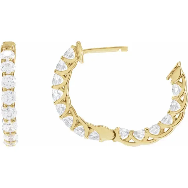 Dazzling 2 15 CTW Natural or LabGrown Diamond Inside Outside Hoop Earrings Solid 14K Yellow White Rose Gold Storyteller by Vintage Magnality Earrings