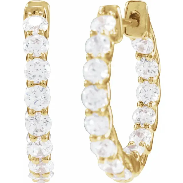 Dazzling 2 15 CTW Natural or LabGrown Diamond Inside Outside Hoop Earrings Solid 14K Yellow White Rose Gold Storyteller by Vintage Magnality Earrings