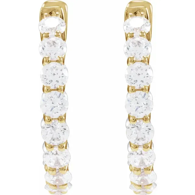 Dazzling 2 15 CTW Natural or LabGrown Diamond Inside Outside Hoop Earrings Solid 14K Yellow White Rose Gold Storyteller by Vintage Magnality Earrings