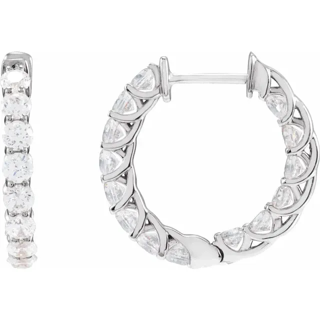 Dazzling 2 15 CTW Natural or LabGrown Diamond Inside Outside Hoop Earrings Solid 14K Yellow White Rose Gold Storyteller by Vintage Magnality Earrings