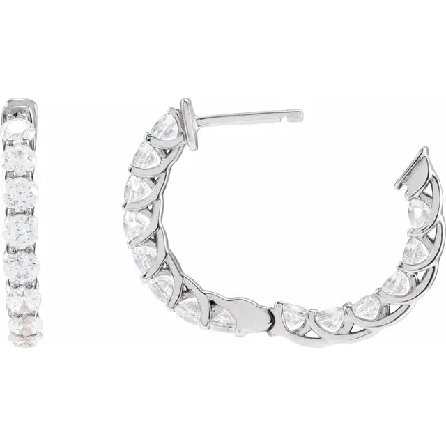 Dazzling 2 15 CTW Natural or LabGrown Diamond Inside Outside Hoop Earrings Solid 14K Yellow White Rose Gold Storyteller by Vintage Magnality Earrings