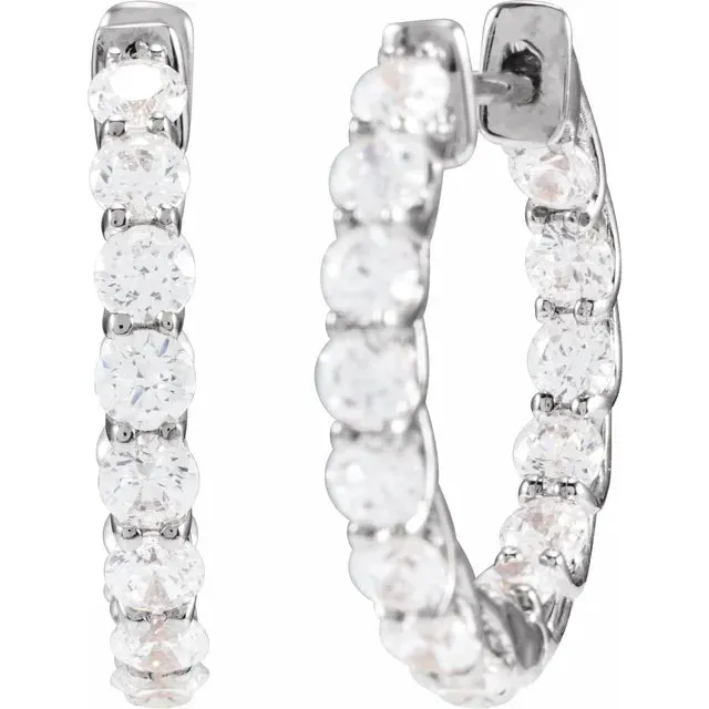 Dazzling 2 15 CTW Natural or LabGrown Diamond Inside Outside Hoop Earrings Solid 14K Yellow White Rose Gold Storyteller by Vintage Magnality Earrings