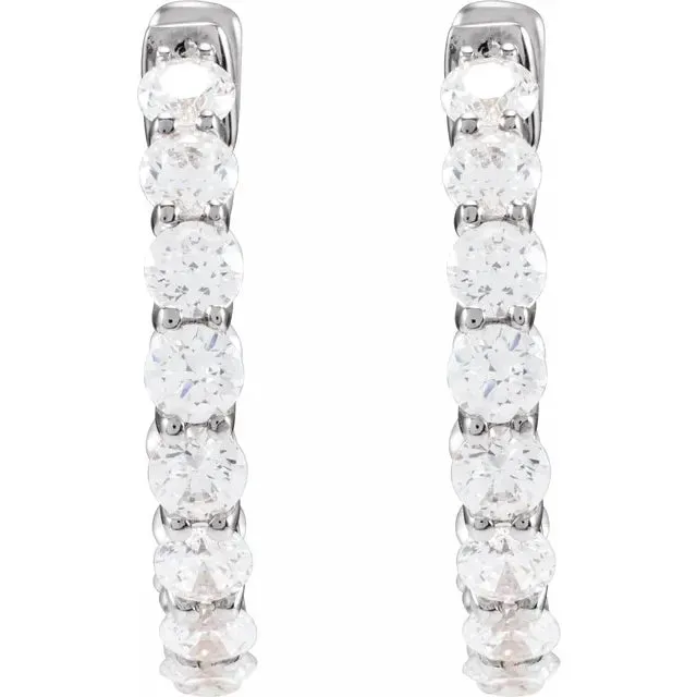 Dazzling 2 15 CTW Natural or LabGrown Diamond Inside Outside Hoop Earrings Solid 14K Yellow White Rose Gold Storyteller by Vintage Magnality Earrings