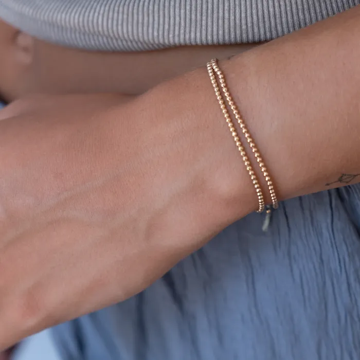 Delicate 14k solid Yellow Gold beaded bracelet Vivien Frank Bracelets