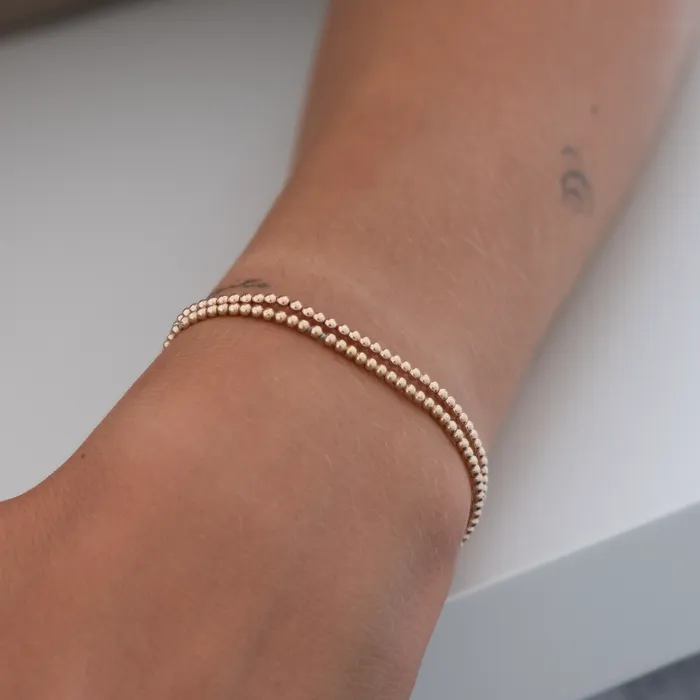 Delicate 14k solid Yellow Gold beaded bracelet Vivien Frank Bracelets