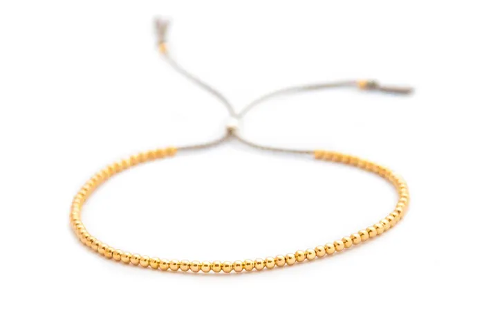 Delicate 14k solid Yellow Gold beaded bracelet Vivien Frank Bracelets