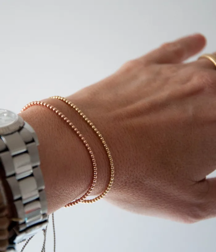 Delicate 14k solid Yellow Gold beaded bracelet Vivien Frank Bracelets