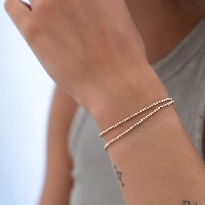 Delicate 14k solid Yellow Gold beaded bracelet Vivien Frank Bracelets