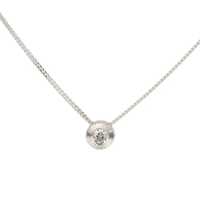 Diamond Small Aurora Birthstone Necklace in Sterling Silver Corey Egan Necklaces