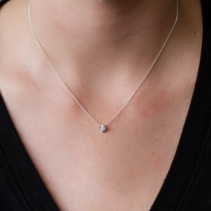 Diamond Small Aurora Birthstone Necklace in Sterling Silver Corey Egan Necklaces
