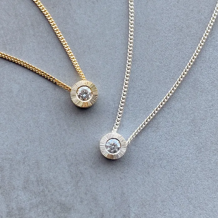 Diamond Small Aurora Birthstone Necklace in Sterling Silver Corey Egan Necklaces