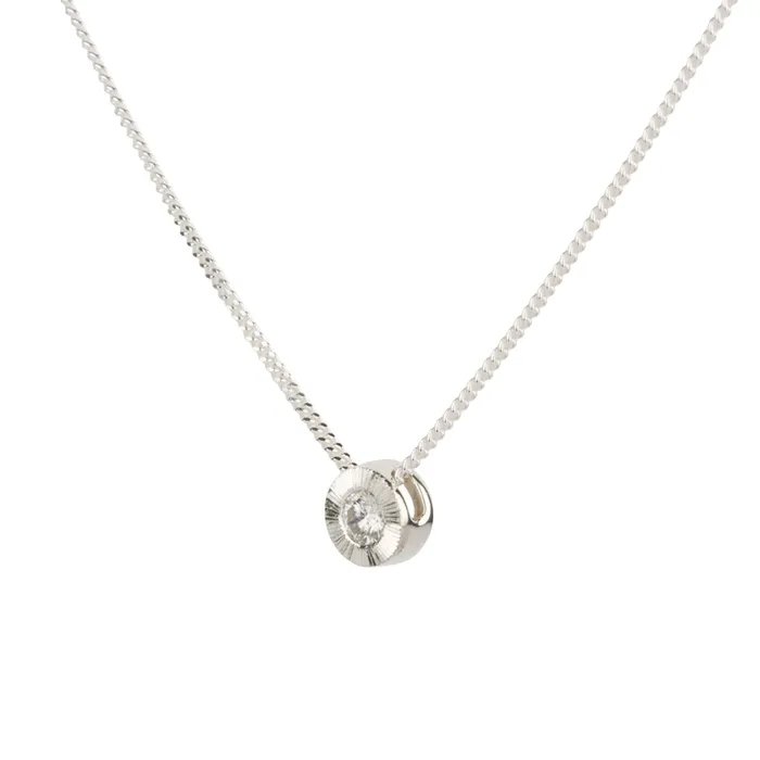Diamond Small Aurora Birthstone Necklace in Sterling Silver Corey Egan Necklaces