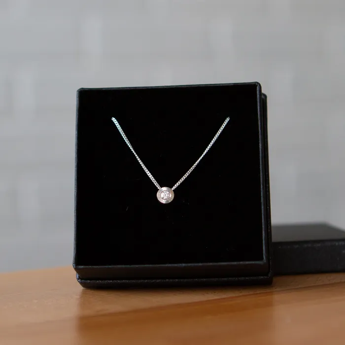 Diamond Small Aurora Birthstone Necklace in Sterling Silver Corey Egan Necklaces