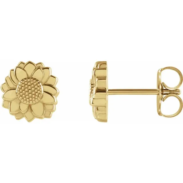 Earrings 302 Fine Jewelry Tiny Sunflower Stud Earrings Solid 14K White Rose Yellow Gold or Silver Earrings 302 Fine Jewelry Tiny Sunflower Stud Earrings Solid 14K White Rose Yellow Gold or Silver