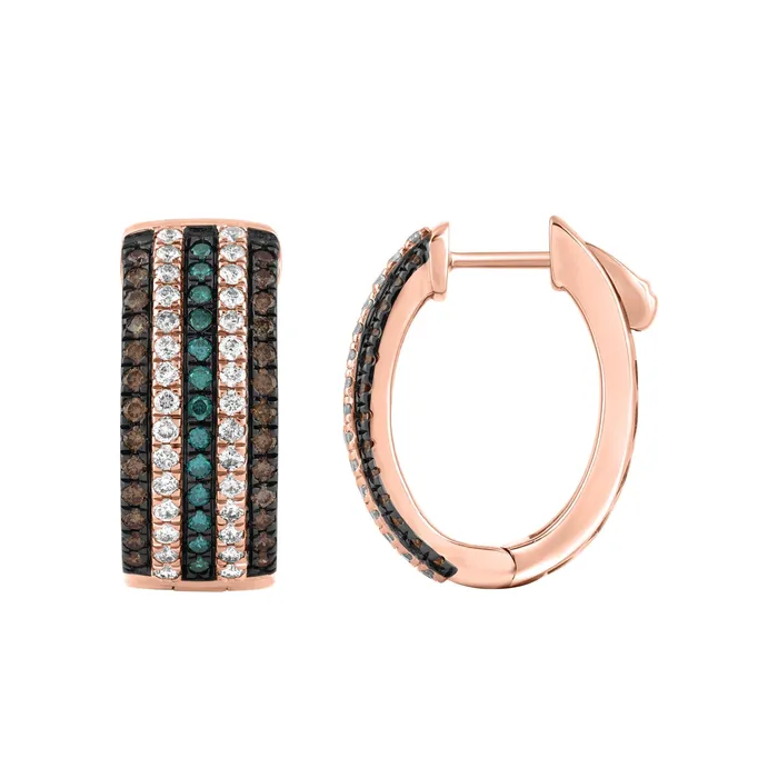 Earrings AV LADIES HOOPS EARRING 150CT BLUEDARK BROWN ROUND DIAMOND 14K ROSE GOLD Earrings AV LADIES HOOPS EARRING 150CT BLUEDARK BROWN ROUND DIAMOND 14K ROSE GOLD