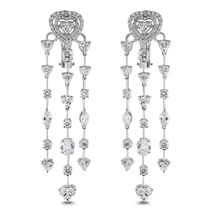 Earrings Beauvince Hearts Chandelier Earrings 719 ct Diamonds in White Gold Beauvince