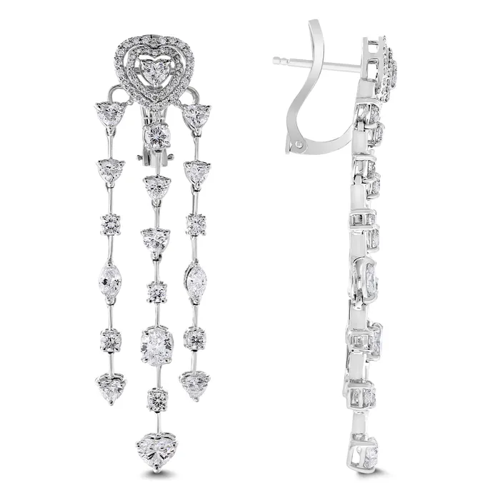 Earrings Beauvince Hearts Chandelier Earrings 719 ct Diamonds in White Gold Beauvince
