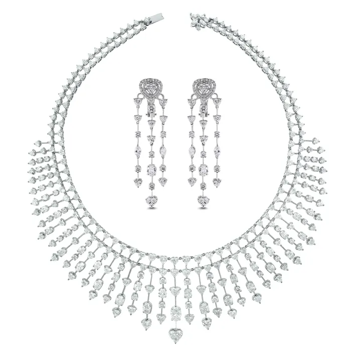 Earrings Beauvince Hearts Necklace Earrings Suite 5844 ct Diamonds in White Gold