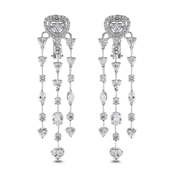 Earrings Beauvince Hearts Necklace Earrings Suite 5844 ct Diamonds in White Gold