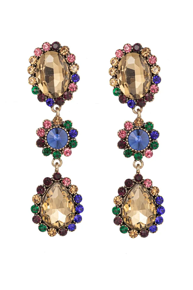 Earrings Blue Cascade Statement Earrings Eye Candy LA