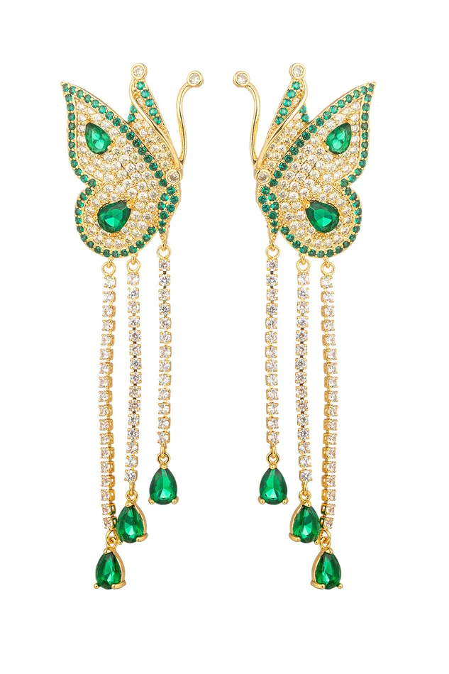 Earrings Butterfly CZ Dangle Earrings Eye Candy LA