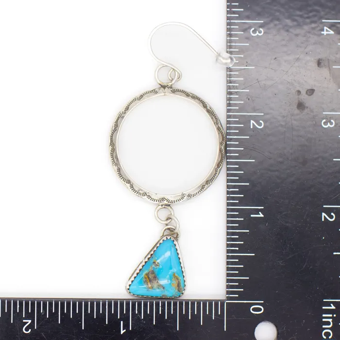 Earrings Crown Jewels Coin Rochelle Yazzie Navajo Handmade Sterling Silver Turquoise Earrings
