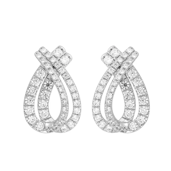 Earrings Ethos 14K WHITE GOLD 2CT ROUND DIAMOND LADIES EARRINGS