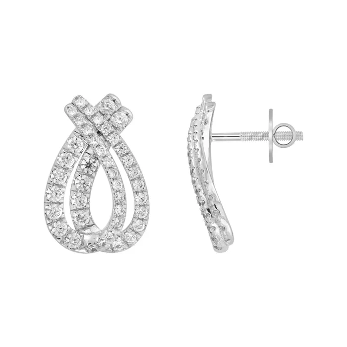 Earrings Ethos 14K WHITE GOLD 2CT ROUND DIAMOND LADIES EARRINGS