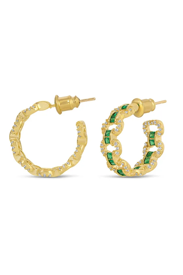 Earrings Eye Candy LA Elizabeth 18K Gold Plated CZ Cuff Earrings