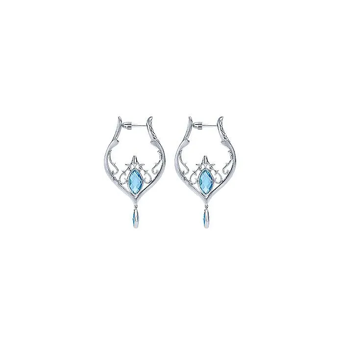 Earrings GABRIEL CO Gabriel Sterling Silver 406ctw Fancy Hoop Style Marquise Topazes and Diamonds Earrings Earrings GABRIEL CO Gabriel Sterling Silver 406ctw Fancy Hoop Style Marquise Topazes and Diamonds Earrings