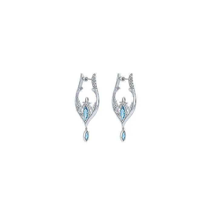 Earrings GABRIEL CO Gabriel Sterling Silver 406ctw Fancy Hoop Style Marquise Topazes and Diamonds Earrings Earrings GABRIEL CO Gabriel Sterling Silver 406ctw Fancy Hoop Style Marquise Topazes and Diamonds Earrings