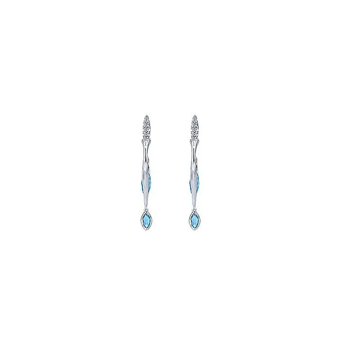 Earrings GABRIEL CO Gabriel Sterling Silver 406ctw Fancy Hoop Style Marquise Topazes and Diamonds Earrings Earrings GABRIEL CO Gabriel Sterling Silver 406ctw Fancy Hoop Style Marquise Topazes and Diamonds Earrings