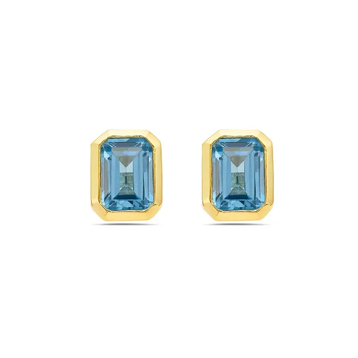 Earrings GEMMA COUTURE Bliss Emerald Cut Blue Topaz Earrings